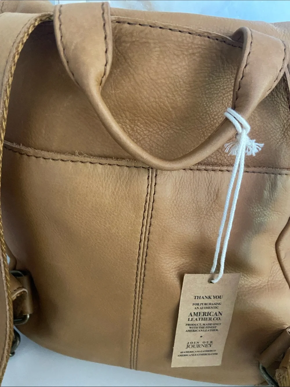 Tan Leather Daypack Backpack